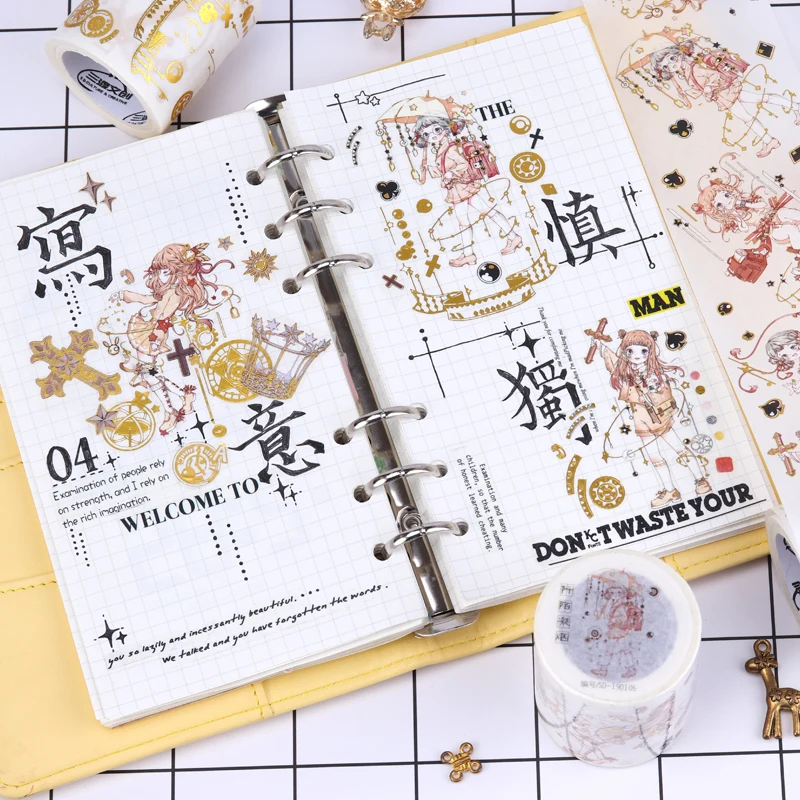 Милый мультяшный волшебный значок для девочек бронзовая лента декорации Washi DIY