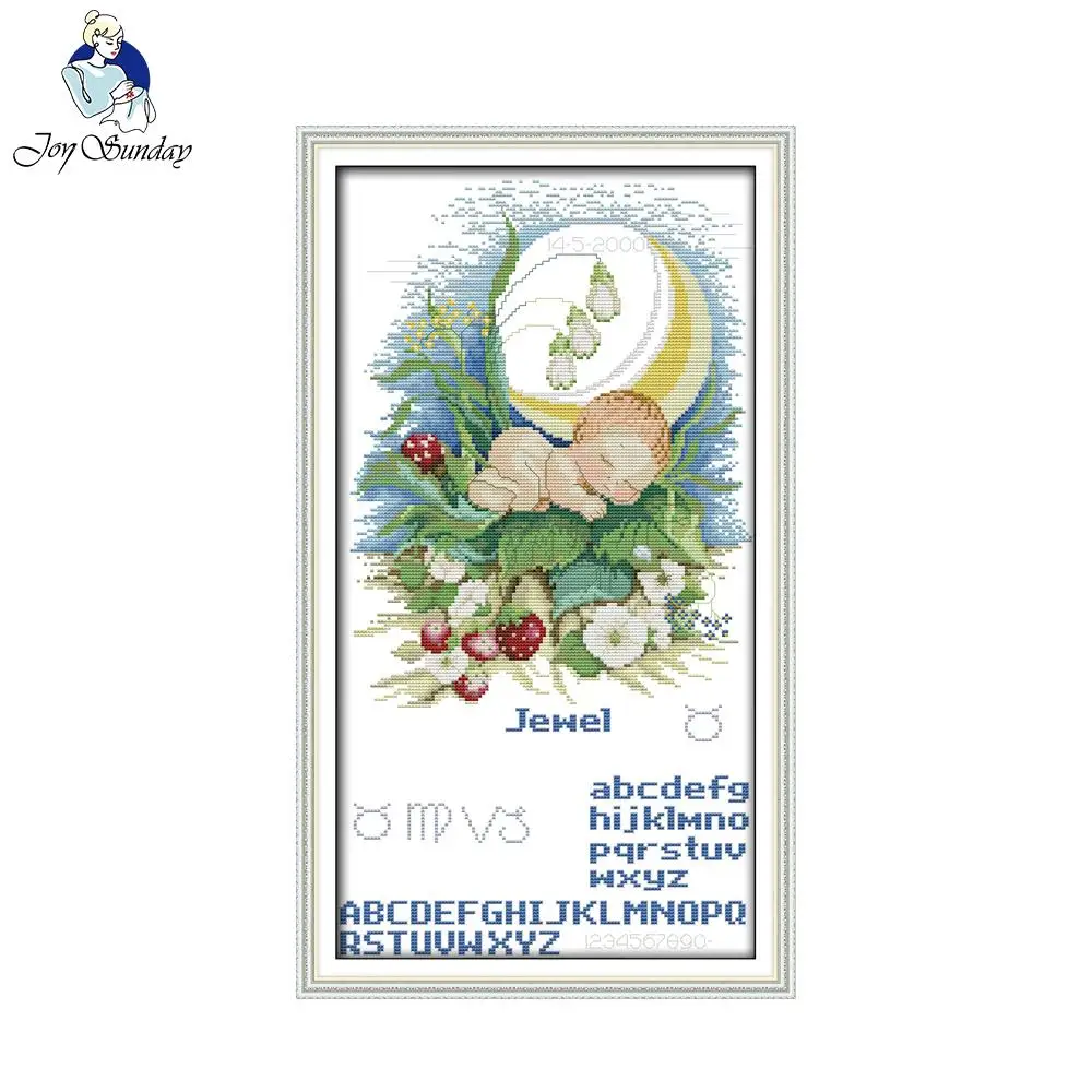 Joy Sunday мультяшный стиль Детская луна Рождественские узоры для вышивки крестиком