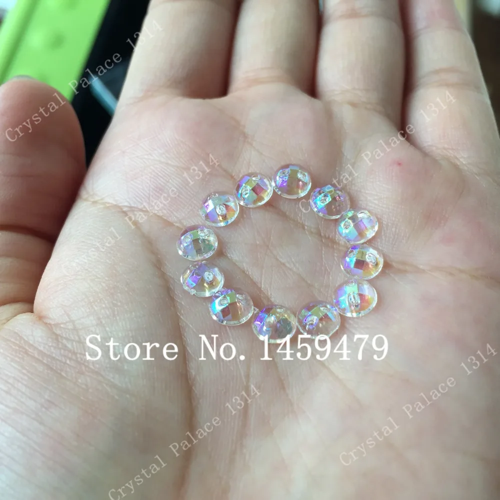 Transparent white AB Mesh Surface Small Delicate Round Rhinestone 500pcs 6mm Acrylic Crystal Flatback Sew-On 2 Holes Grade AAA | Дом и сад