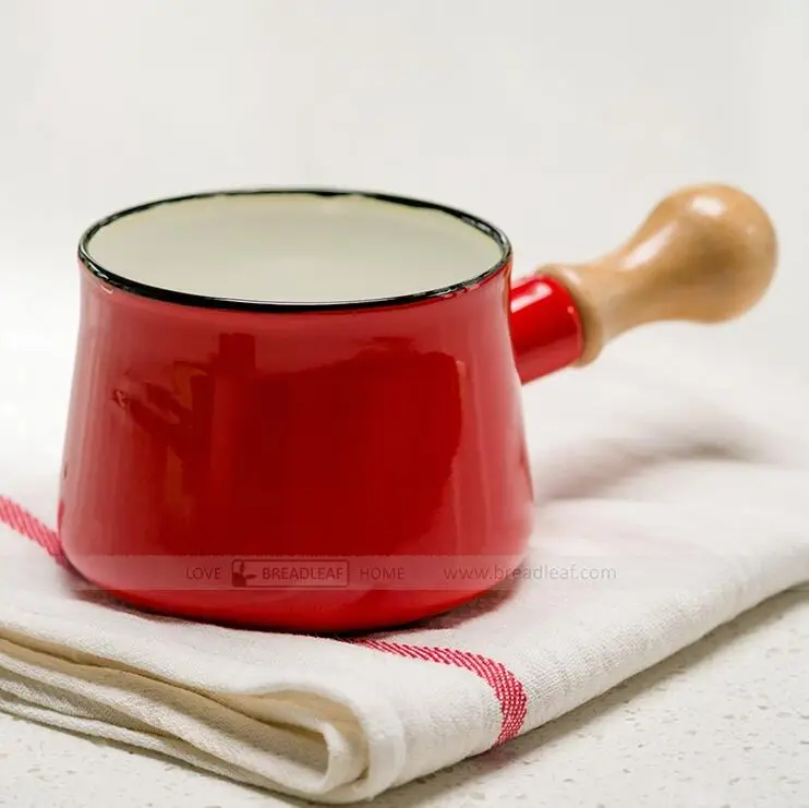 Молочный горшок 9 см фарфоровая эмалированная мини кастрюля сливочное масло