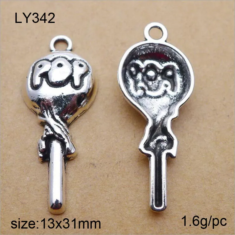 

25pcs Antique Silver Alloy Pop Candy Charms Pendants For Bracelet Necklace Jewelry Making DIY Handmand Craft 13x31mm