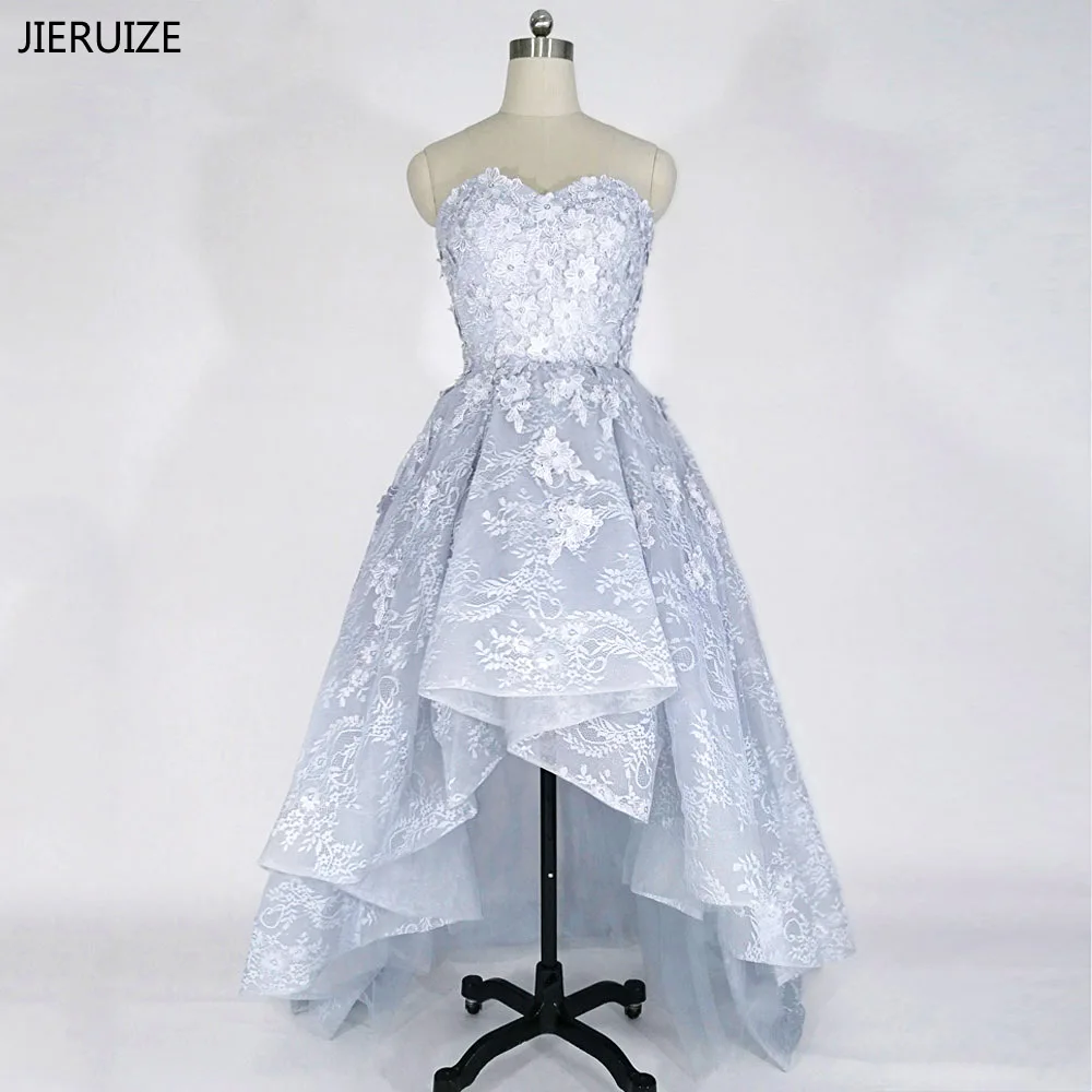 JIERUIZE серое кружевное бальное платье арабские вечерние платья короткое длинное