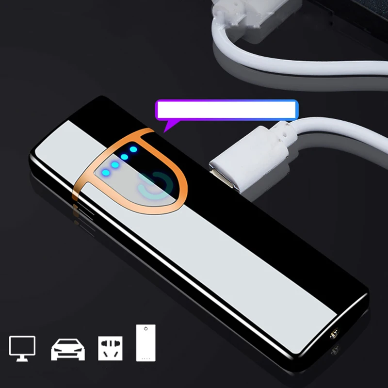 USB зарядка Сенсорная Электронная Зажигалка Ветрозащитная электрическая