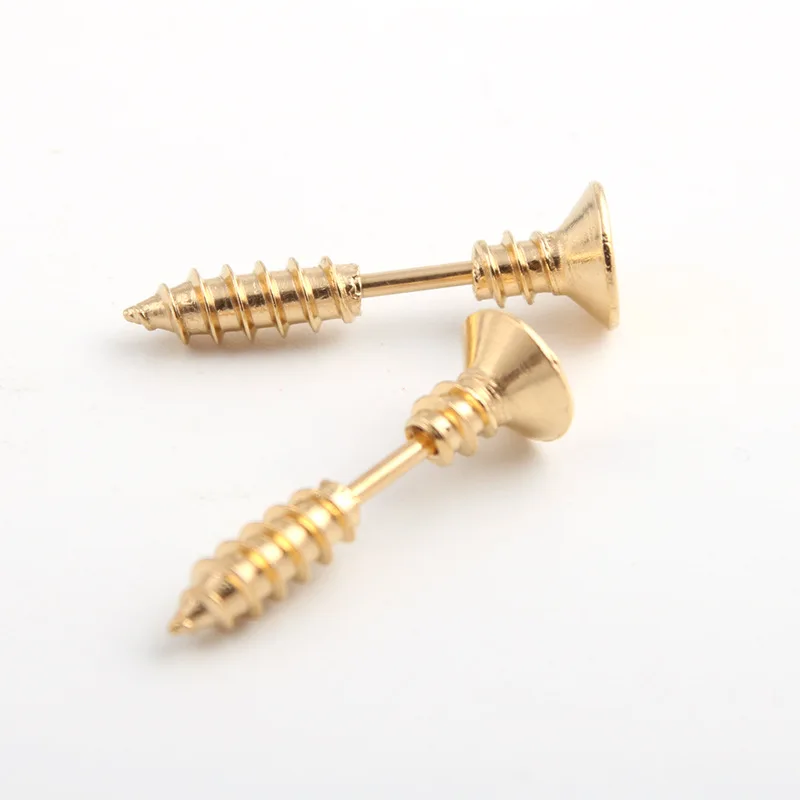 1 пара модные серьги гвоздики в стиле панк золотистого и черного цвета из