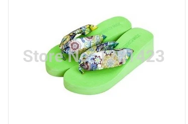 2017 летние богемные Вьетнамки с цветами женские сандалии на танкетке шлепанцы