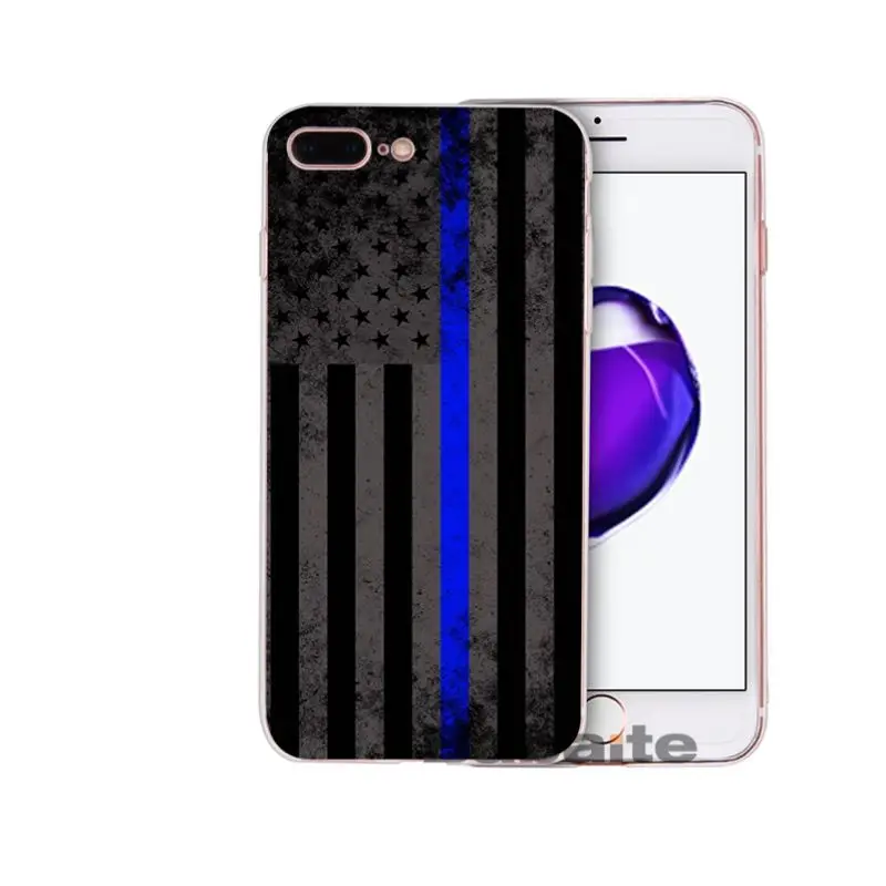 Тонкий чехол для телефона Babaite Blue Line с американским флагом США iPhone 6S 6plus 7 7plus 8 8Plus X