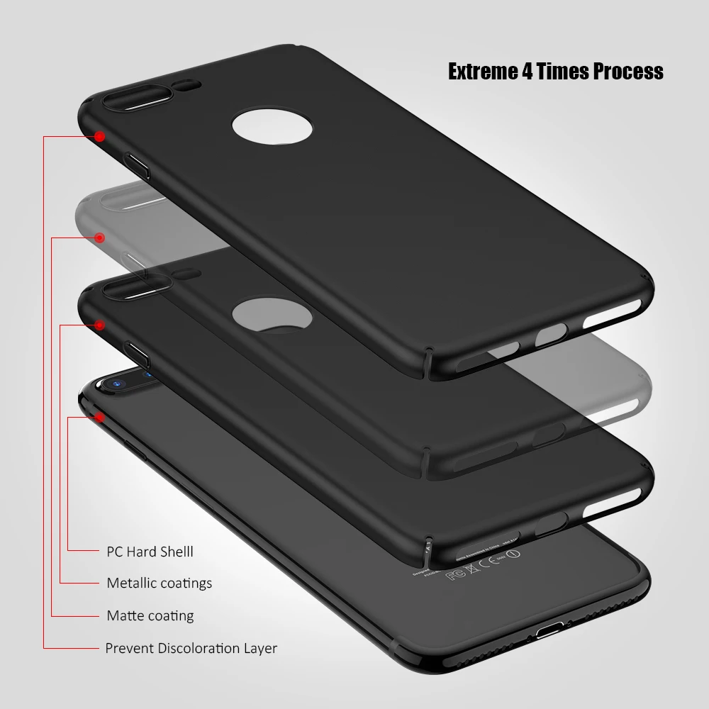 KISS чехол матовый жесткий пластик для телефона s iPhone 7 6 6s Plus 5 S SE ультра тонкий