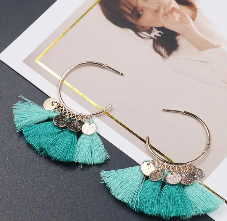 2018 новые европейские и американские серьги кисточки женские Национальный Ветер