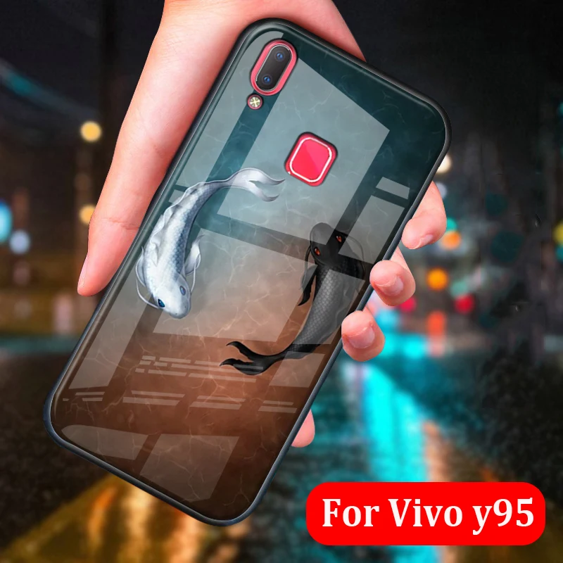 

For Vivo y95 Case phone Cases cartoon tempered glass shell For Vivo y 95 case Protection Shell Vivoy95 V1807 cover phone shell
