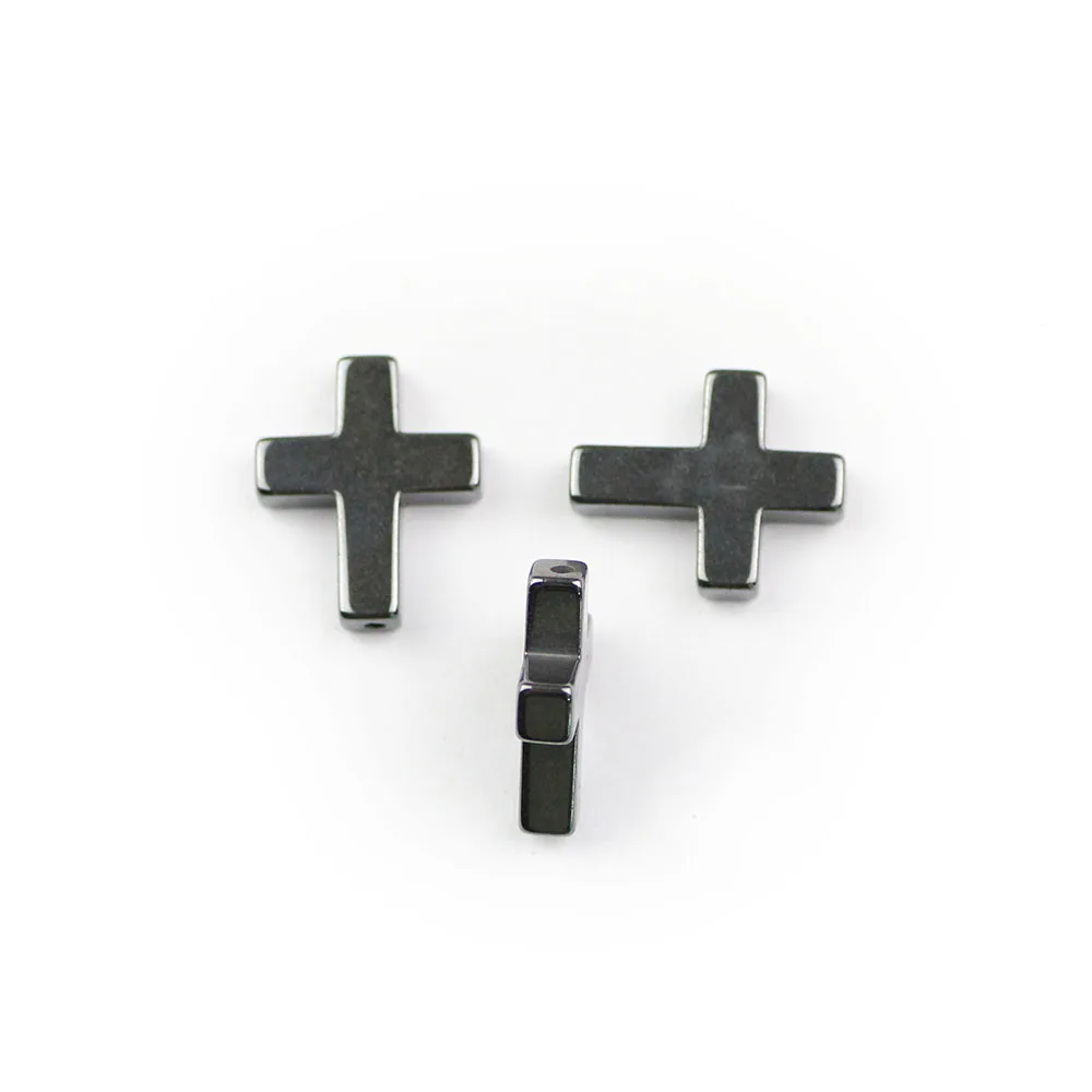 Бусины из черного гематита BTFBES Jesus Cross Длинные свободные бусины натурального