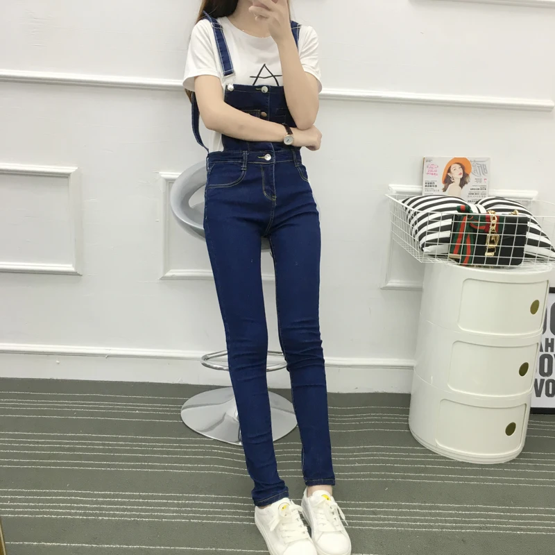 Женский винтажный комбинезон с карманами облегающие длинные джинсы высокой