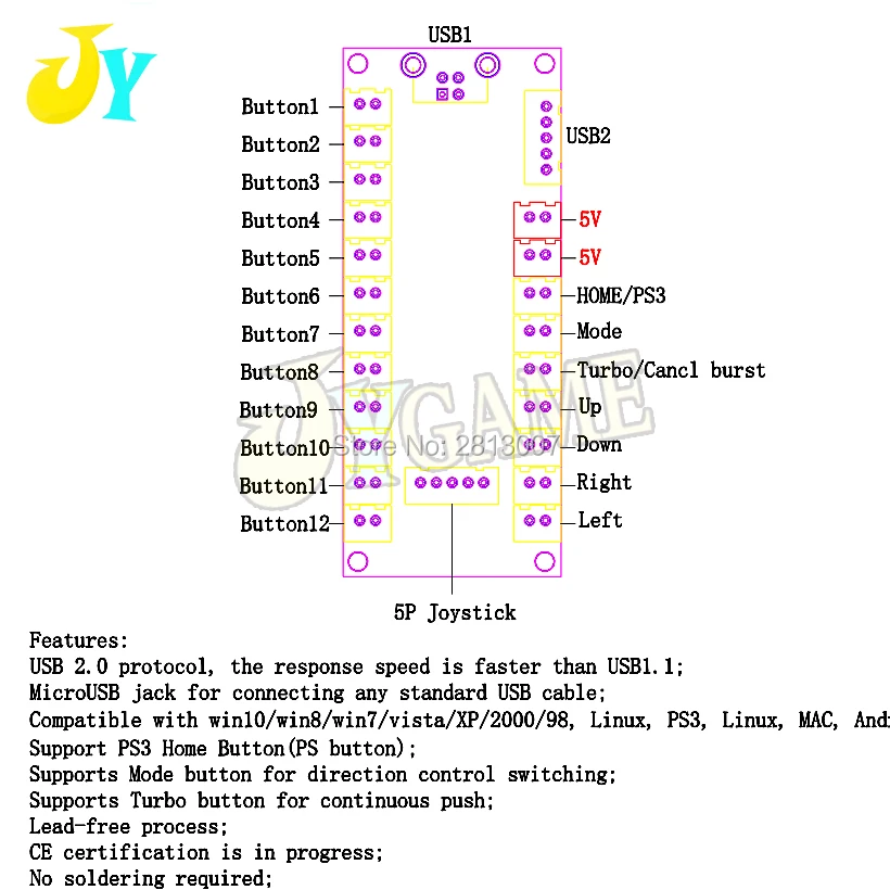 DIY Нулевая задержка аркадный USB кодировщик для ПК PS3 Raspberry Pi плата андроида +