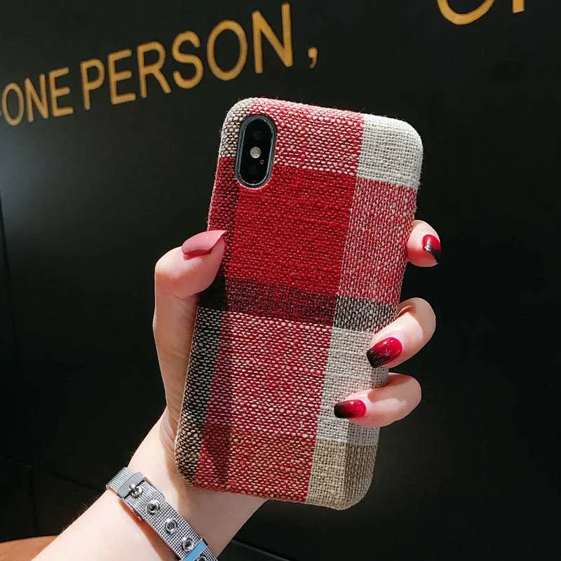 Цветной тканевый чехол Kerzzi для iPhone XS MAX X 6 7 8 Модные Цветные Чехлы в клетку Plus