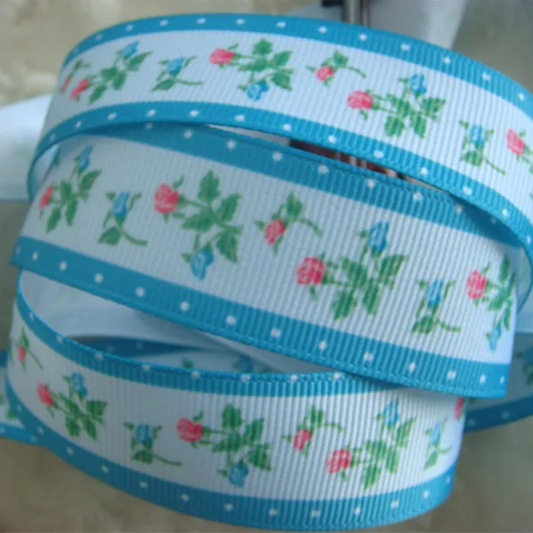 5 ярдов корсажная лента 7/8 дюйма с принтом синих цветов спрей сделай сам сувениры
