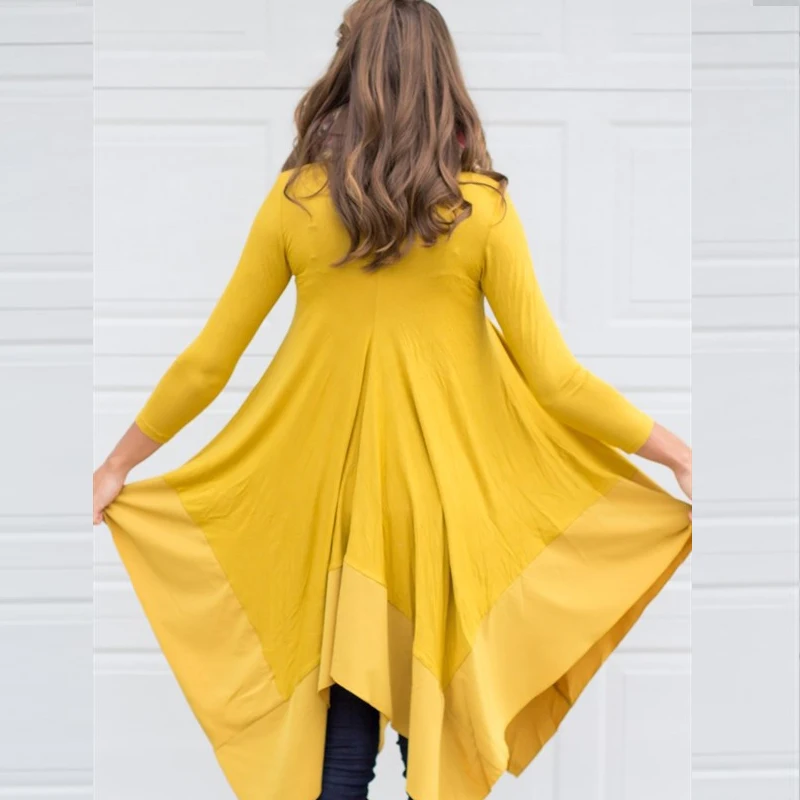 Лоскутное асимметричное шифоновое Свободное платье с V образным вырезом и