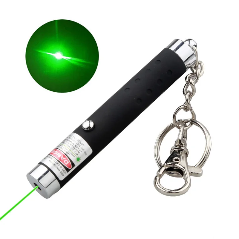 

Зеленая лазерная указка, 5 мВт, 532 нм, яркая одноточечная Зеленая лазерная ручка с цепочкой для ключей, высокое качество