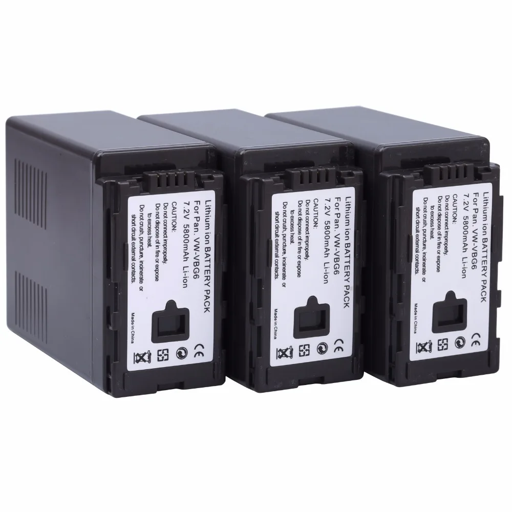 5 шт. VW VBG6 VWVBG6 Батарея для цифрового фотоаппарата Panasonic AG AC7 AC130A AC160A AF100 HMC40 HMC70 HMC80