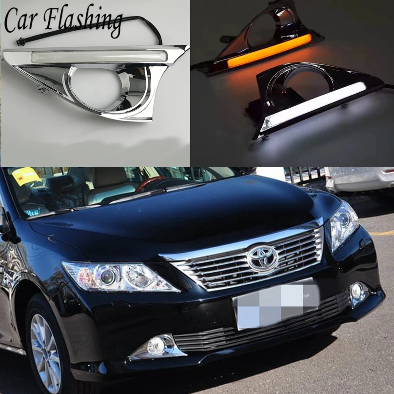 Автомобиль мигает 1 пара DRL для Toyota Camry 2012 2013 2014 дневные ходовые огни