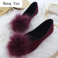 big size women flats shallow candy color shoes woman loafers autumn winter fur fashion sweet flat casual shoes plus size 35 43