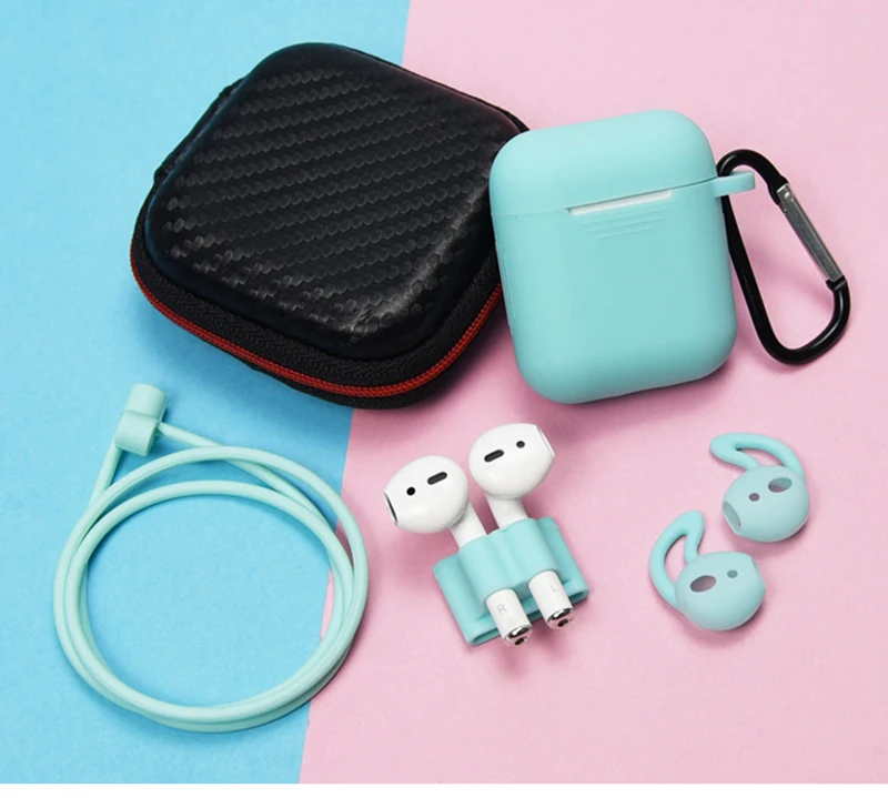 Мини 6 шт. в 1 наборы для Airpods чехол защитный чехол милые наборы кольцо ремень крюк моталки держатель коробка набор Earpods силиконовый чехол