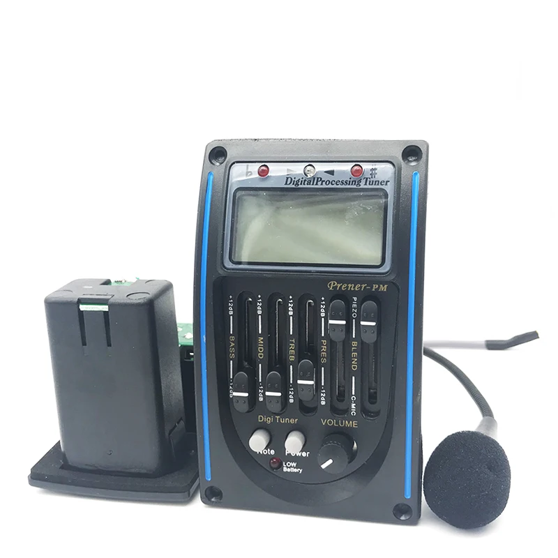 LC-5 with MIC 5 шт. 2/4/5Band гитары EQ Серии LC-5 EQ-7545R R-4T акустической гитары эквалайзер, противошумные наушники с микрофоном ЖК-дисплей тюнер дисплея для гитара укулеле - Цвет: LC-5 with MIC