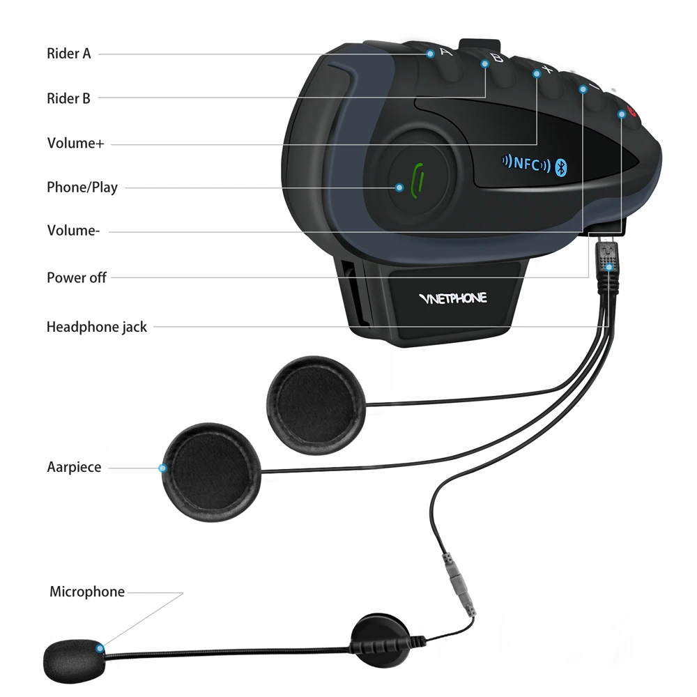 Bluetooth гарнитура Vnetphone V8 BT 3 0 мотоциклетная водонепроницаемая до 1200 м|Наушники для
