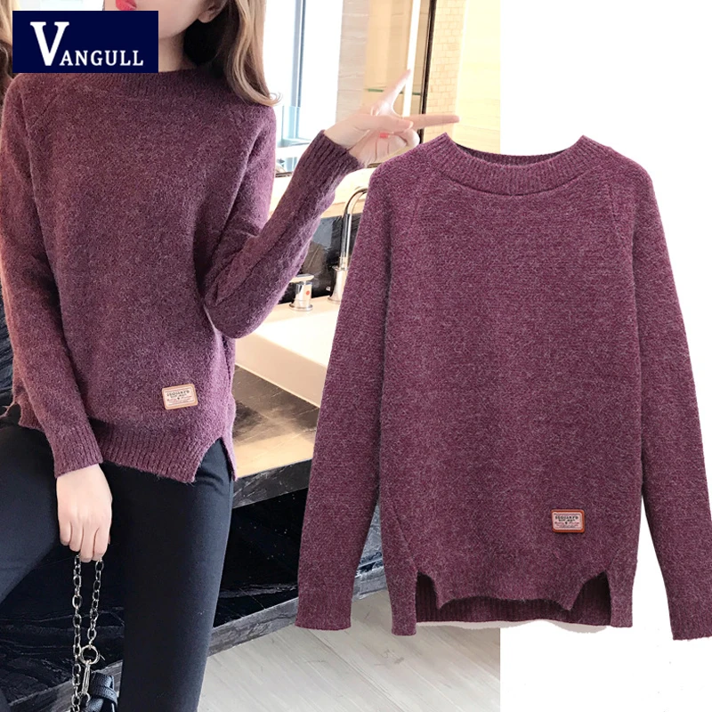 Fashion Casual Women's Clothing 2018 Autumn & Winter O-Neck Knitting Female Pullover Appliques Solid Thick women Sweaters | Женская