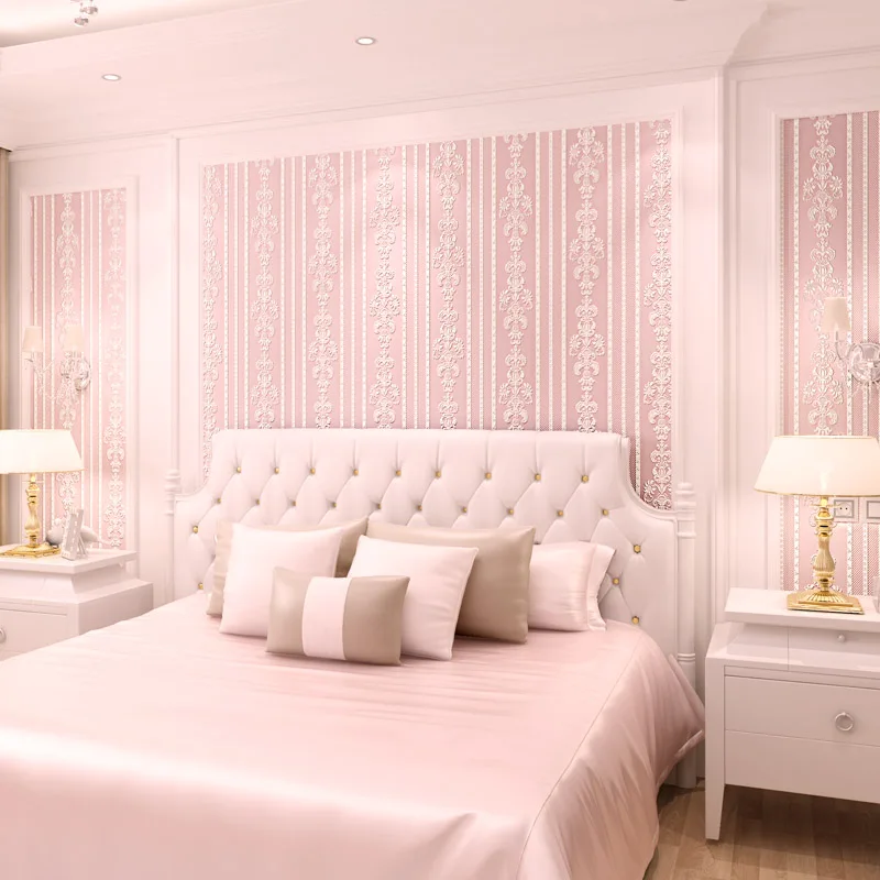 

European non-woven wall papers wallpaper Living room bedroom 3D stereo stripes super thick relief wallpaper TV background wall