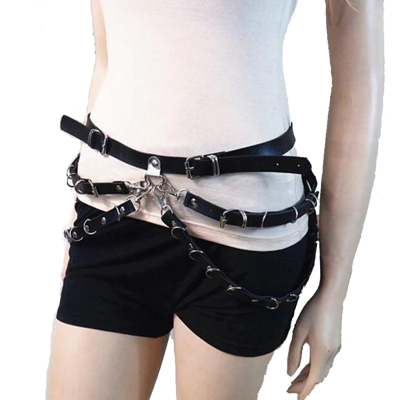 

Hot sexy women faux Leather belts slim Body Bondage Cage Punk Sculpting Harness Waist Belt Straps Suspenders Belt Accessories