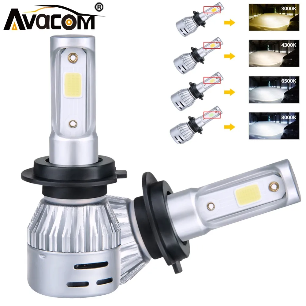 Avacom 2 шт. H1 светодиодный фар автомобиля H7 H4 H11/H8 HB3 HB4 12 V 24 COB 3000 K 4300 8000 белый 72 Вт 8000lm
