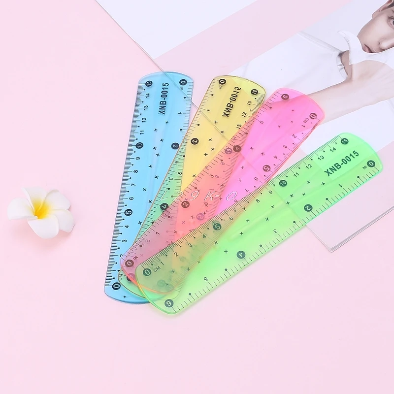 1PC Hot Soft Ruler multicolour student flexible ruler tape measure 15cm 6inch Straight Ruler Office School supplies images - 6