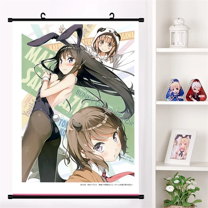 D Японское аниме Seishun Buta Yarou серия Sakurajima Mai Косплей настенный свиток Фреска плакат настенный висячий плакат отаку домашний декор сбор - Цвет: D
