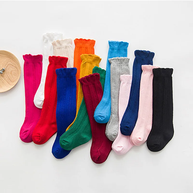 Милые мягкие хлопковые дизайнерские детские носки с кружевными манжетами в