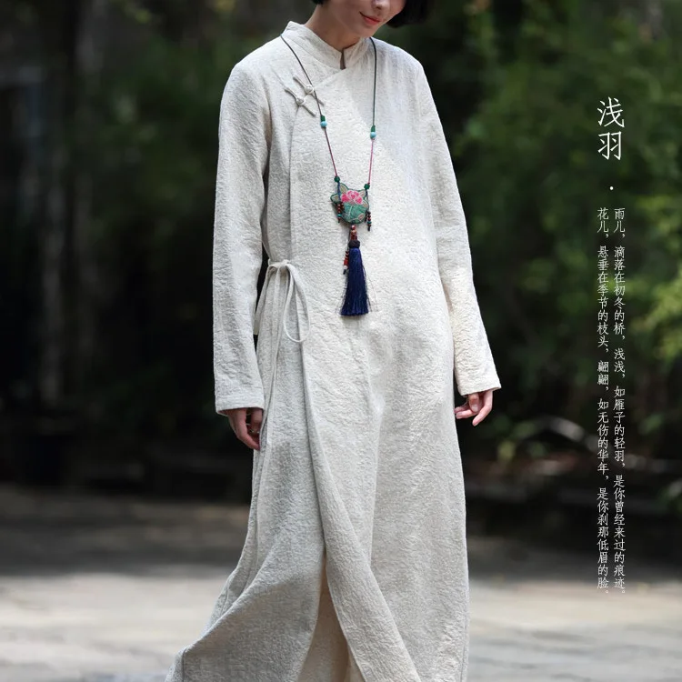 Женское платье макси из хлопка и льна Длинное свободное жаккардовое