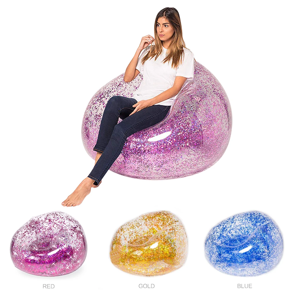 

Outdoor Confetti Glitter Inflatable Lounger Lazy Bag Air Sofa for Beach Sunbath Waterproof Inflatable Chair air bed Sleeping Bag