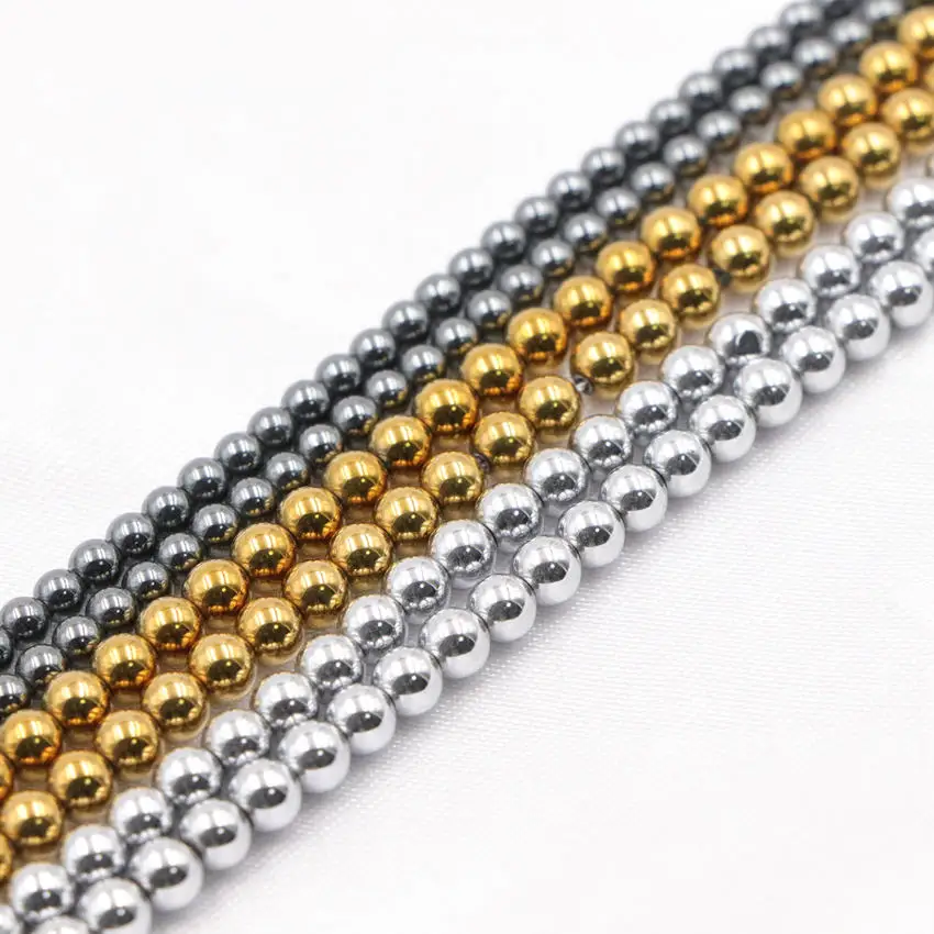 New Round Jewelry Making Natural Stone Hematite Ball Beads Fit DIY Necklace Bracelet Accessories Crafts Loose 15inch A857 | Украшения и