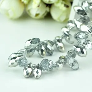 Half Silver Plated 100 шт./лот красочные каплевидные бусины 6x12 мм в виде граненых стеклянных Стекло бусины для изготовления ювелирных изделий пользу Craft браслет бусины для самостоятельного изготовления украшений - Цвет: Half Silver Plated