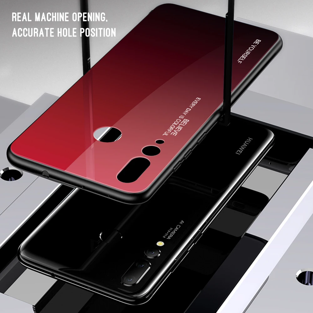 Tempered Glass Case for Huawei Nova 4 p20 P30 Pro gradient Shockproof Cover honor v20 mate 20 P20 Lite |