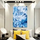 Картина на холсте, с абстрактным изображением голубой волны, для гостиной, без рамки, художественные плакаты и принты
