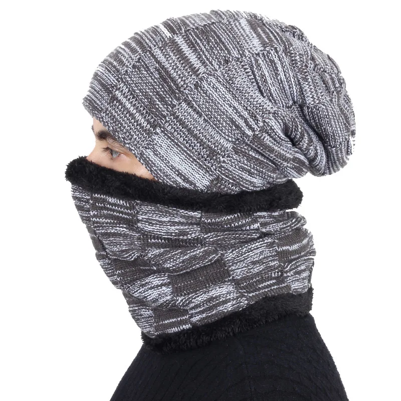 2019 новая теплая зимняя шапка мужская шарф Костюм Уличная плюс бархатная