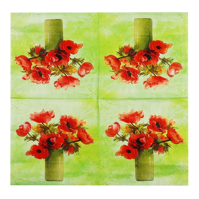 Винтажные зеленые цветочные вазы бумажные салфетки кафе и вечерние украшение в