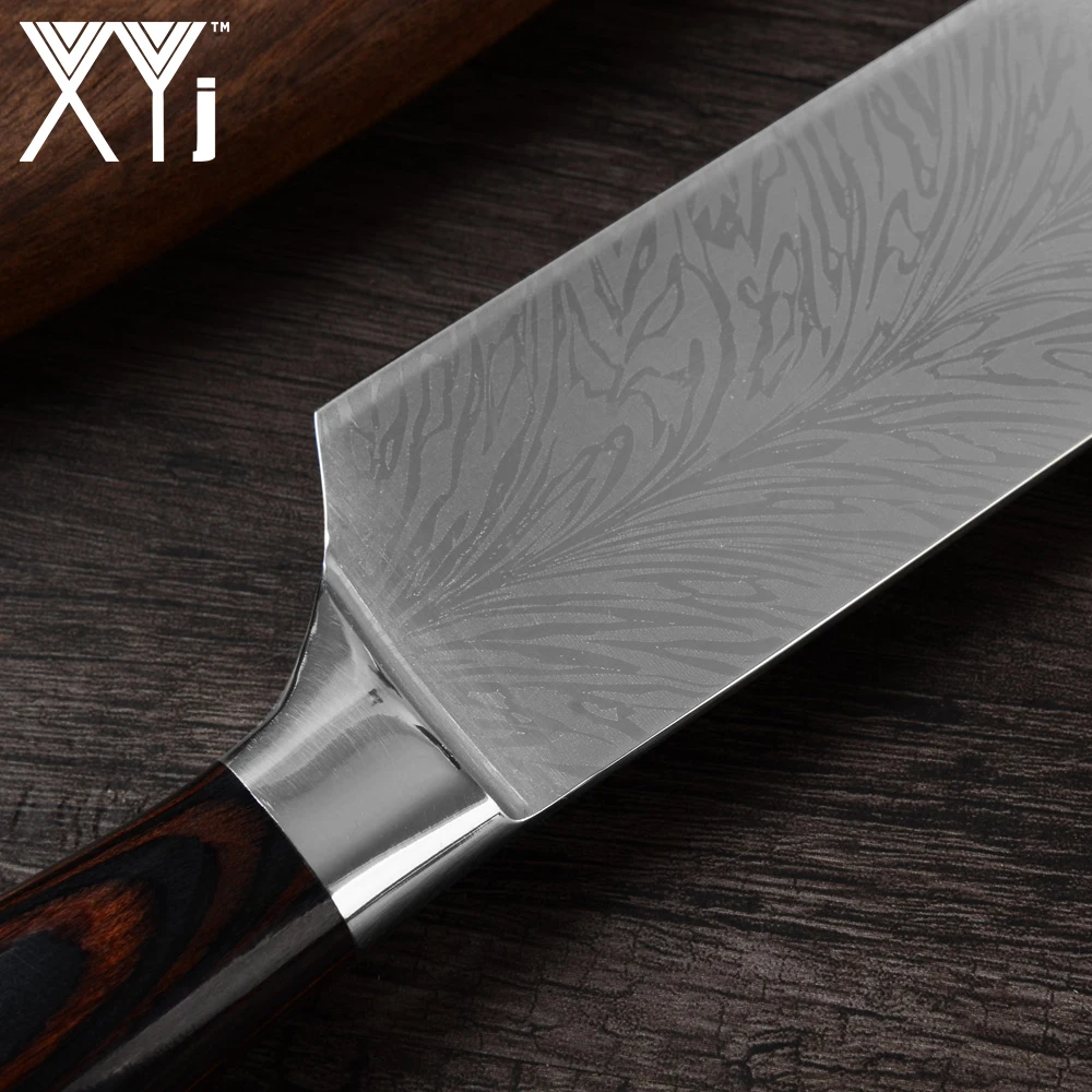 XYj кухонные ножи из нержавеющей стали имитация набор ножей дамасской 7Cr17mov