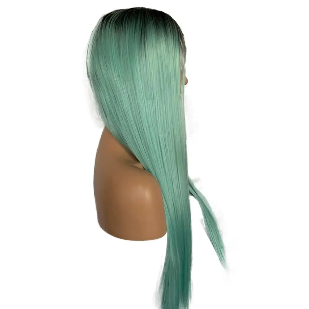 Imeya Glueless парик фронта шнурка Омбре парик 13x6 синтетический парик фронта шнурка прямые волосы парики шнурка для черных женщин - Цвет: Омбре