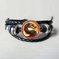 2019 new fashion dragon leather bracelet mortal kombat glass dome jewelry leather bracelet