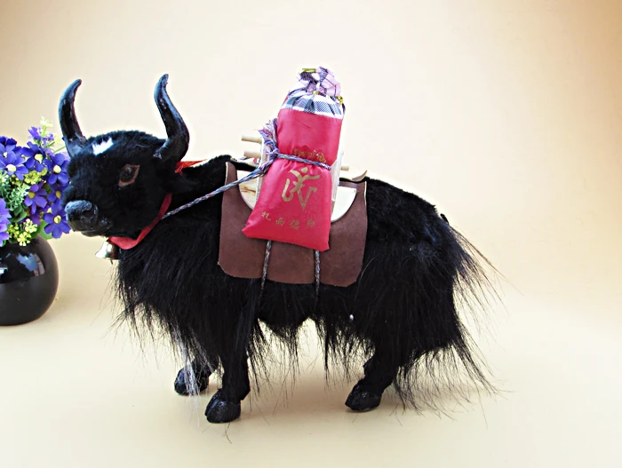 

Simulation black yak polyethylene&furs Yak model funny gift about 28cmx12cmx27cm