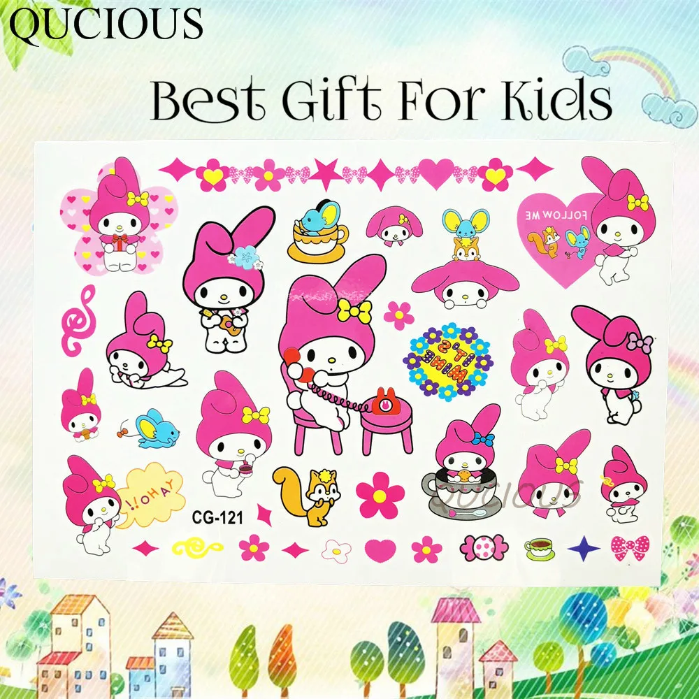 Мультфильм hello kitty кошка временные татуировки наклейки для маленьких девочек подарок DIY татуировки ребенок боди-арт Нетоксичная татуировка на руку руки татуировки бумаги - Цвет: QCG121