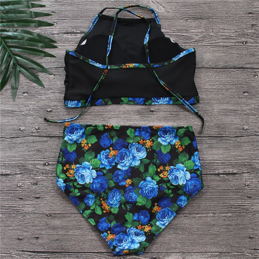 2018 купальники Для женщин Холтер купальник Biquini бикини с высоким воротом Maillot De Bain