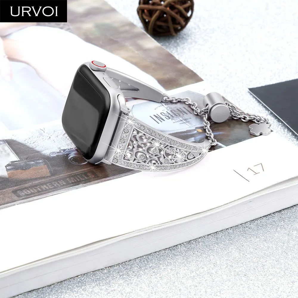 Браслет URVOI для Apple Watch series 4 3 2 1 женский модный браслет с цепочкой и ремешком на