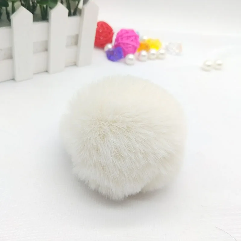 Beige 8 см шарик из искусственного кроличьего меха брелок помпон пушистая прекрасная цепочка для ключа брелок симпатичный помпон Pom Porte Clef для женщин Сумка Подвески Игрушки - Цвет: Beige