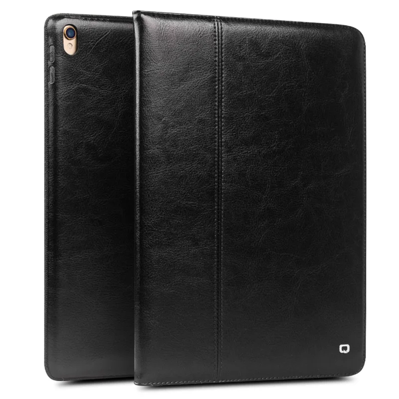 QIALINO, сумка из натуральной кожи, чехол для iPad Pro 10,5 дюймов, ультратонкий, флип, модный, с узором, stent Dormancy, с функцией подставки - Цвет: Black